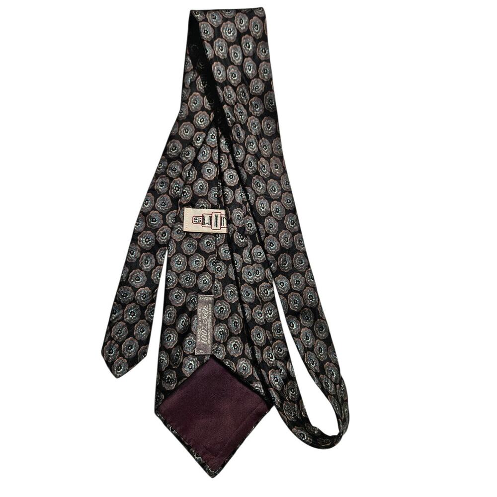 Vintage Swing Men Gray Print motif  Silk Tie